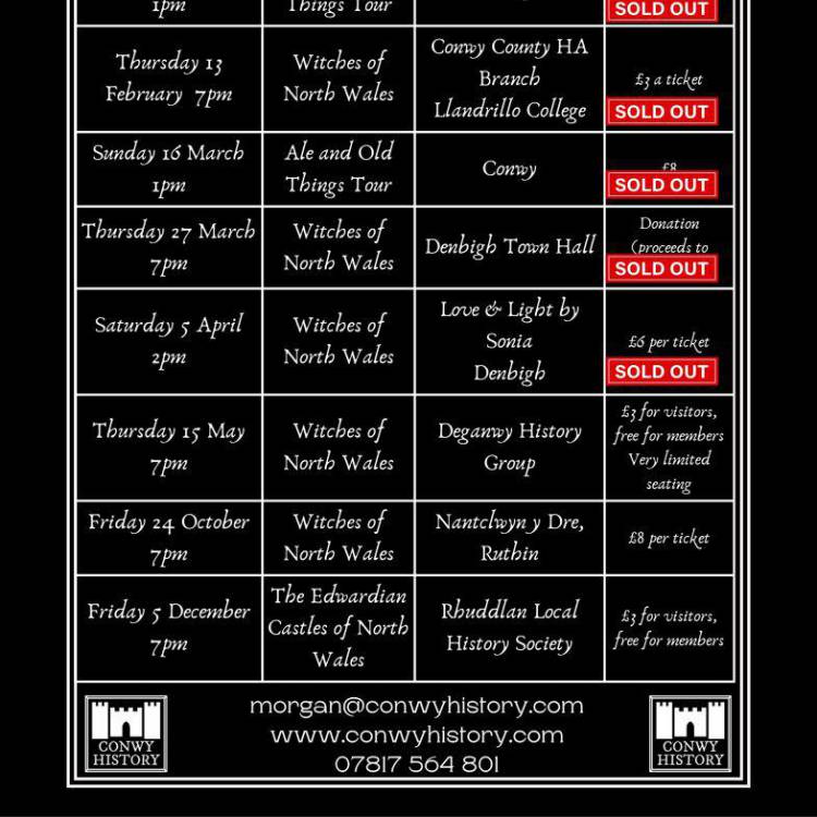 A flyer advertising the 2025 programme of talks by Conwy History