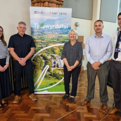 Representatives from Adra and Busnes@LlandrilloMenai at the Senedd