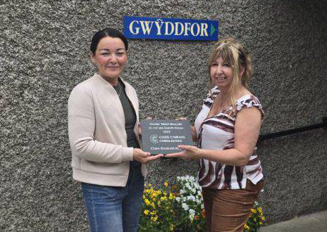 Left to right: Claire Elizabeth Hughes with Mary Williams, Manager - Gŵyddfor residential home