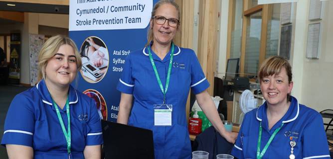 Community stroke prevention team nurses (left to right) Holly Brislen, Emma Davies and Nicola Vickers at Coleg Llandrillo in Rhyl