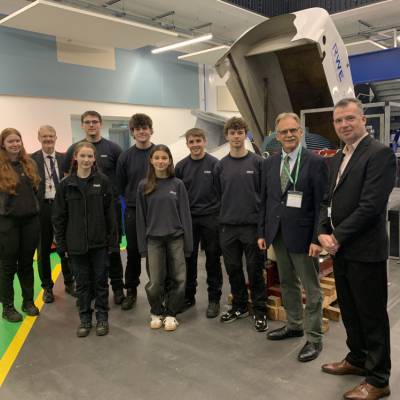 Mark Isherwood MS with apprentices and staff at Coleg Llandrillo’s Engineering Centre in Rhyl
