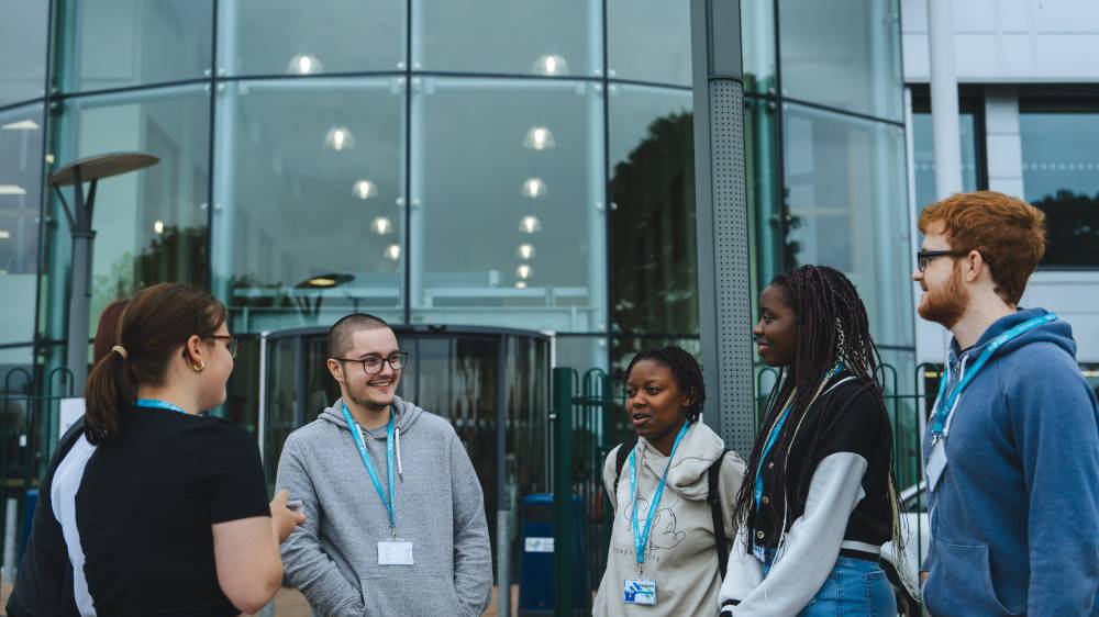 Image of students outside our Rhyl campus