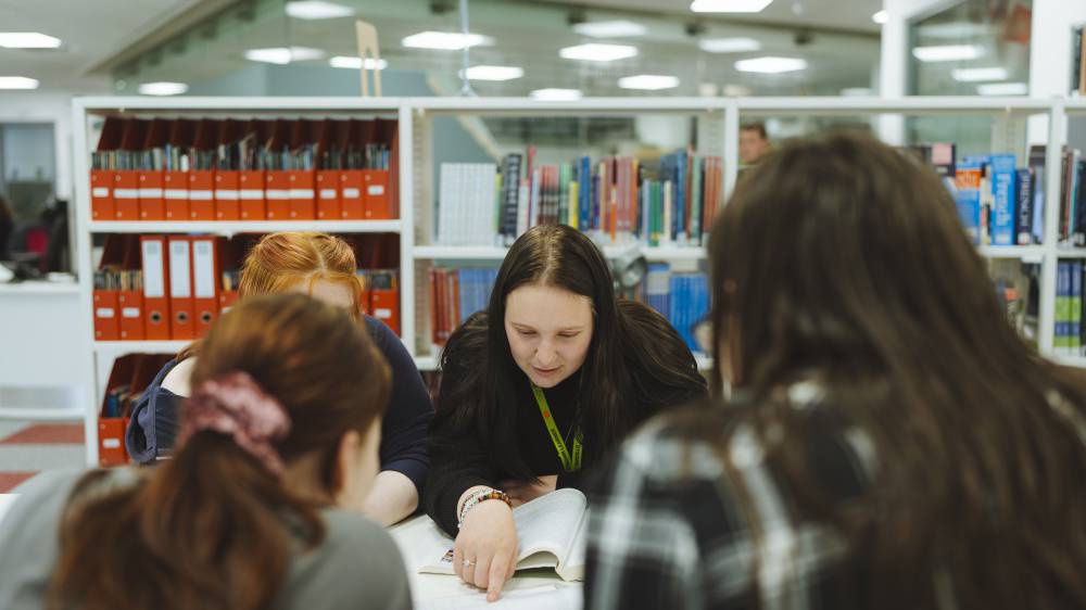 Learners researching in the Library