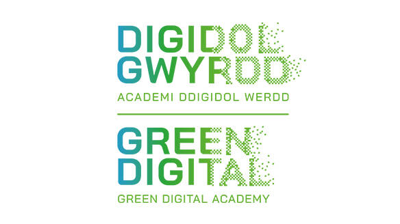 Logo digidol gwyrdd