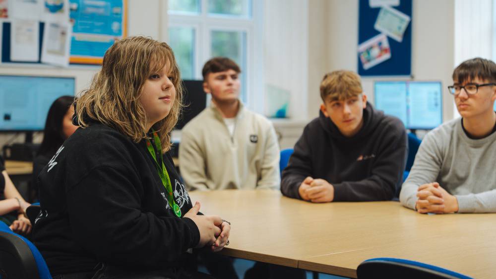 Students listening in a classroom