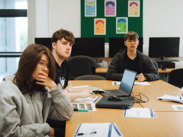 Students listening in a classroom