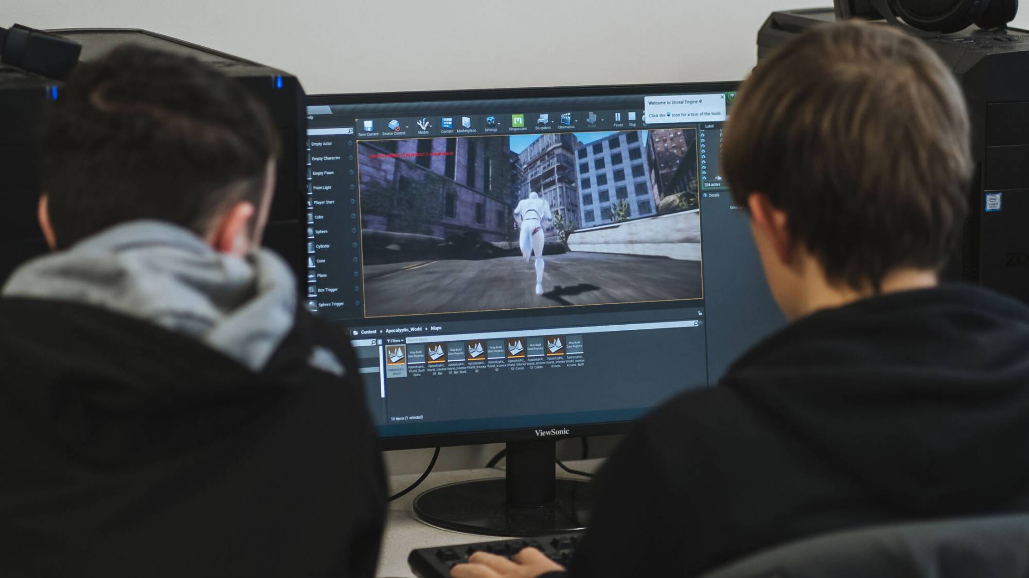 Students working on a computer