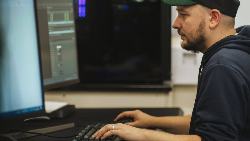 Student using a computer