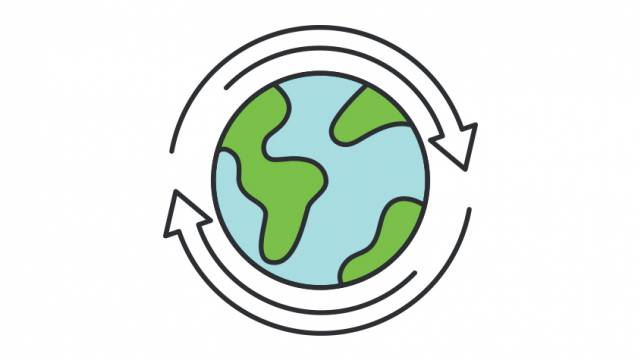 Icon of a globe with arrows rotating