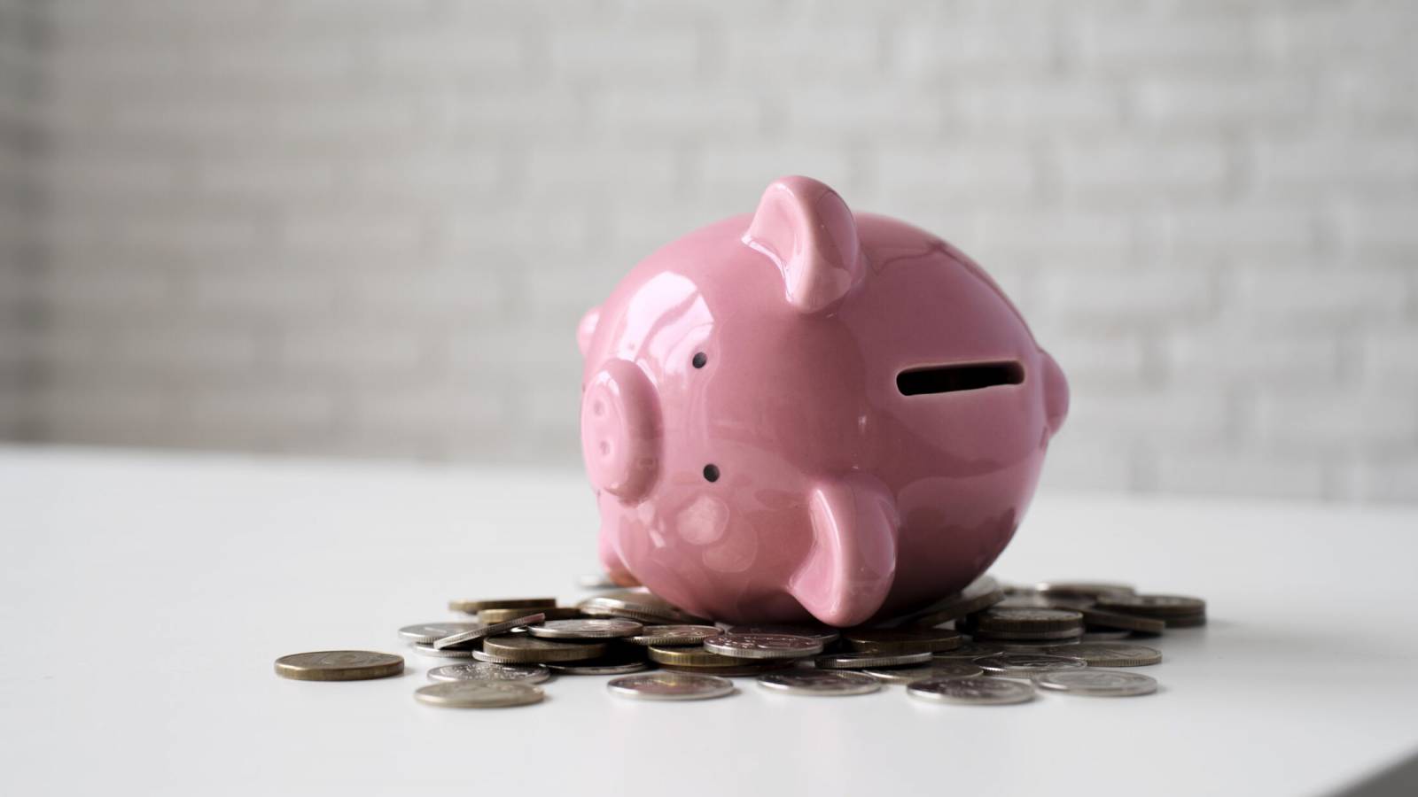 Money bank with coins